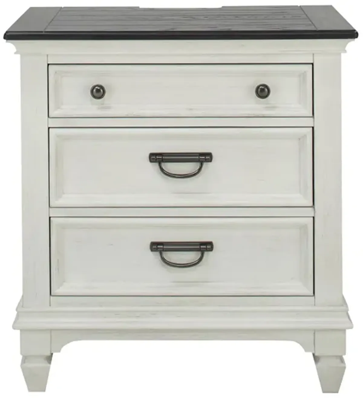 Shelby Nightstand in Wirebrushed White with Charcoal Tops by Liberty Furniture