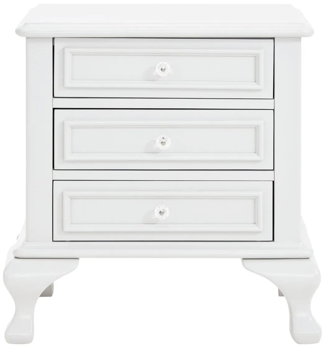 Jenna 3 Drawer Nightstand in White by Elements International Group