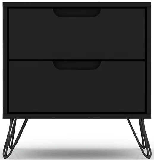 Rockefeller 2 Drawer Nightstand in Black by Manhattan Comfort