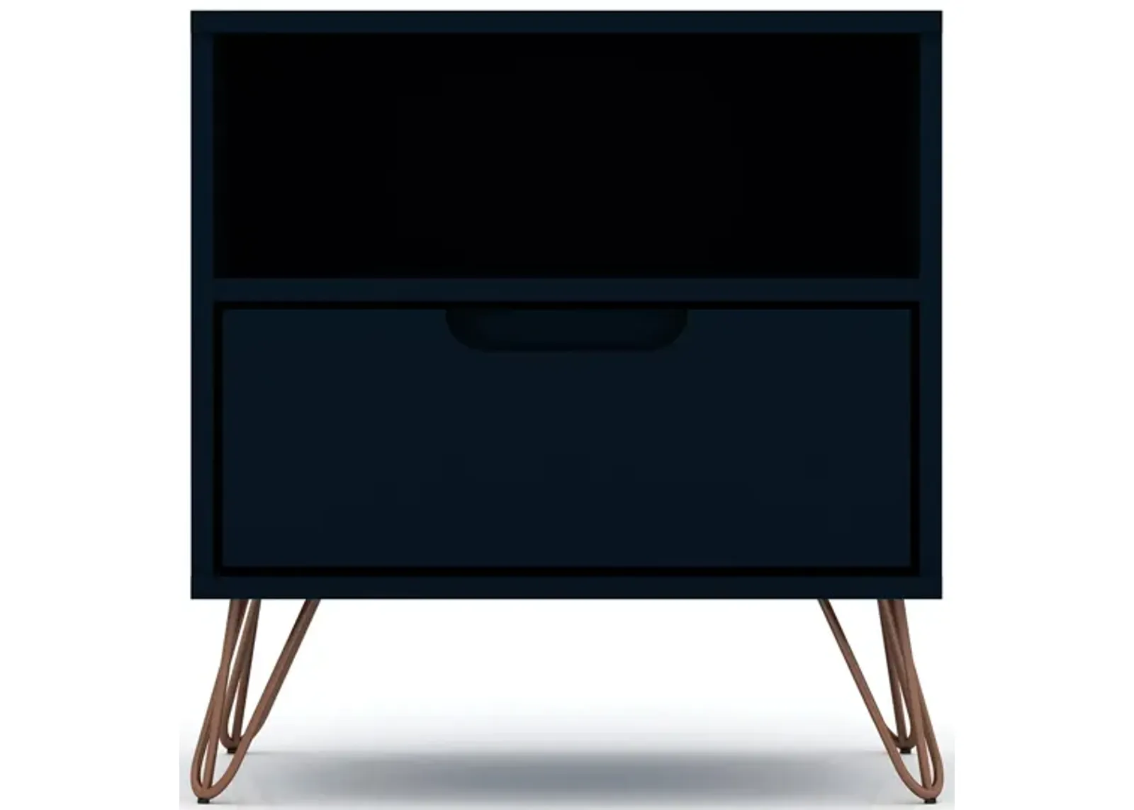 Rockefeller 1 Drawer Nightstand in Tatiana Midnight Blue by Manhattan Comfort