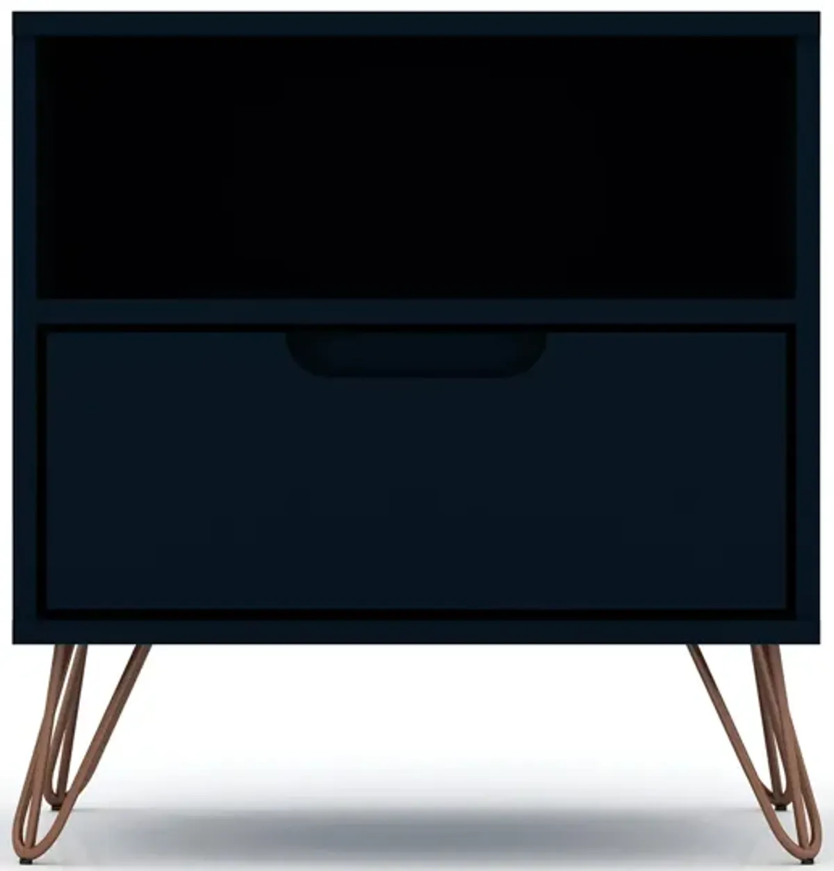 Rockefeller 1 Drawer Nightstand in Tatiana Midnight Blue by Manhattan Comfort