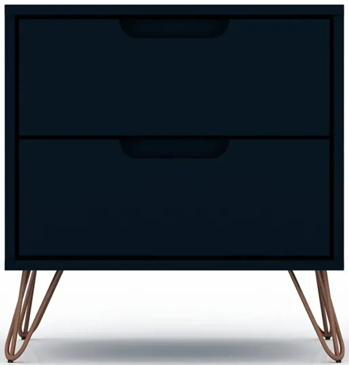 Rockefeller 2 Drawer Nightstand in Tatiana Midnight Blue by Manhattan Comfort