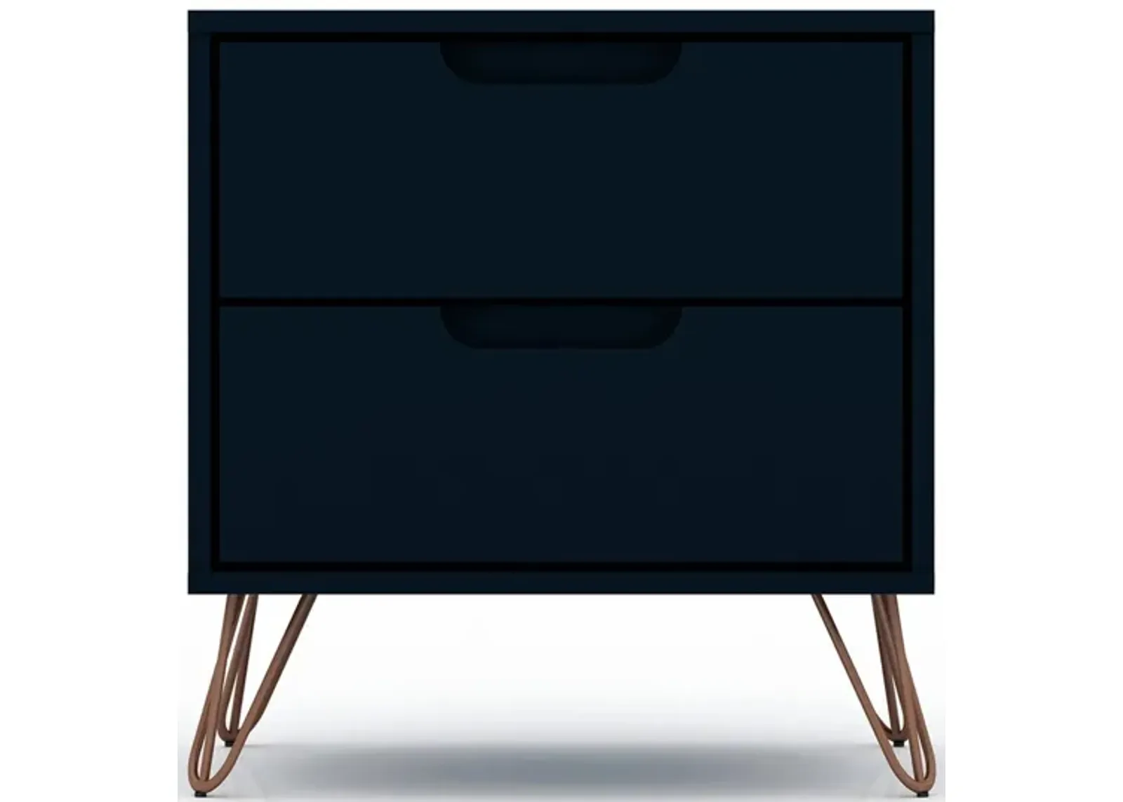 Rockefeller 2 Drawer Nightstand in Tatiana Midnight Blue by Manhattan Comfort