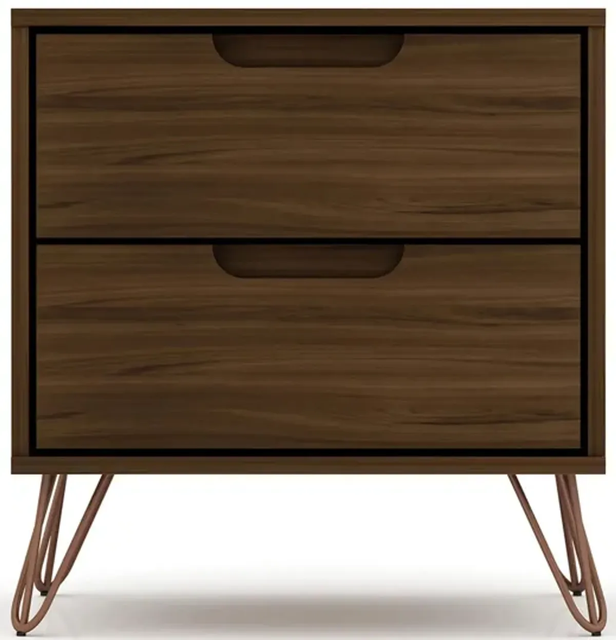 Rockefeller 2 Drawer Nightstand in Brown by Manhattan Comfort