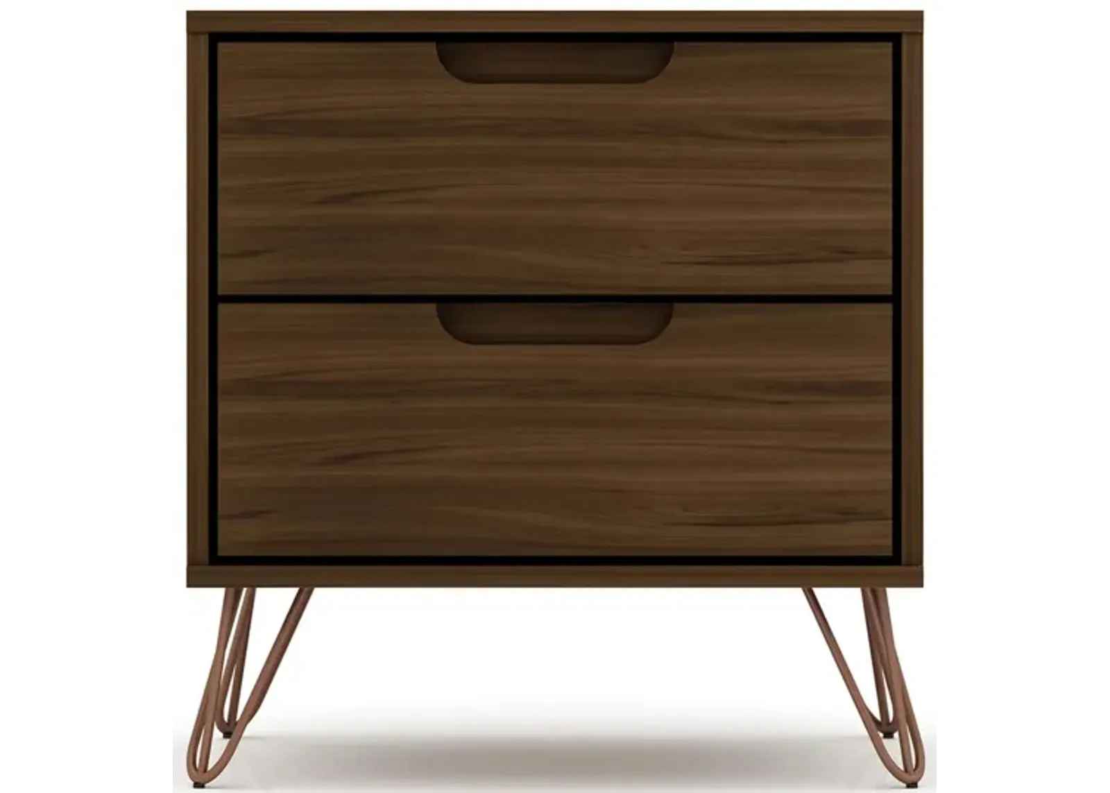 Rockefeller 2 Drawer Nightstand in Brown by Manhattan Comfort