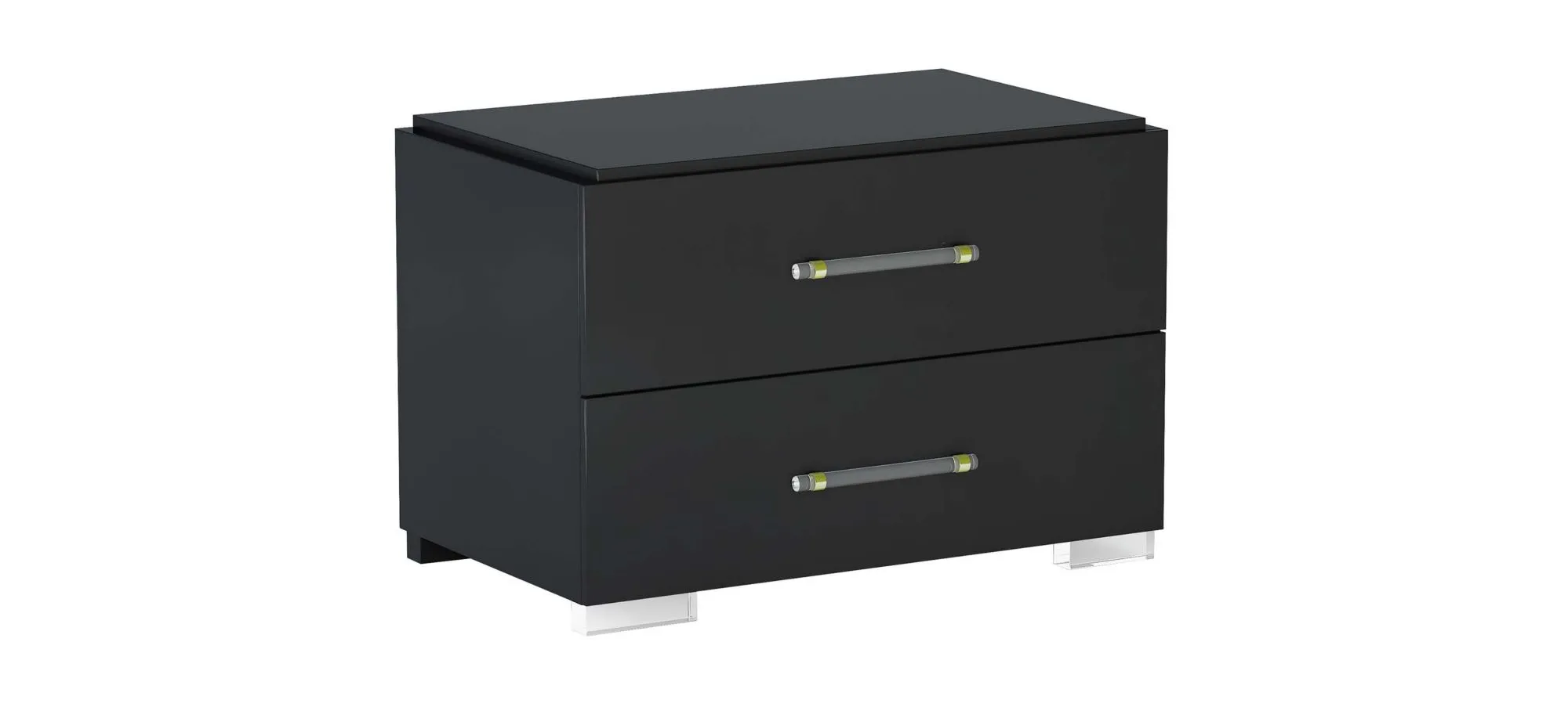 Florence 2-Drawer Nightstand in Gloss Black by Chintaly Imports