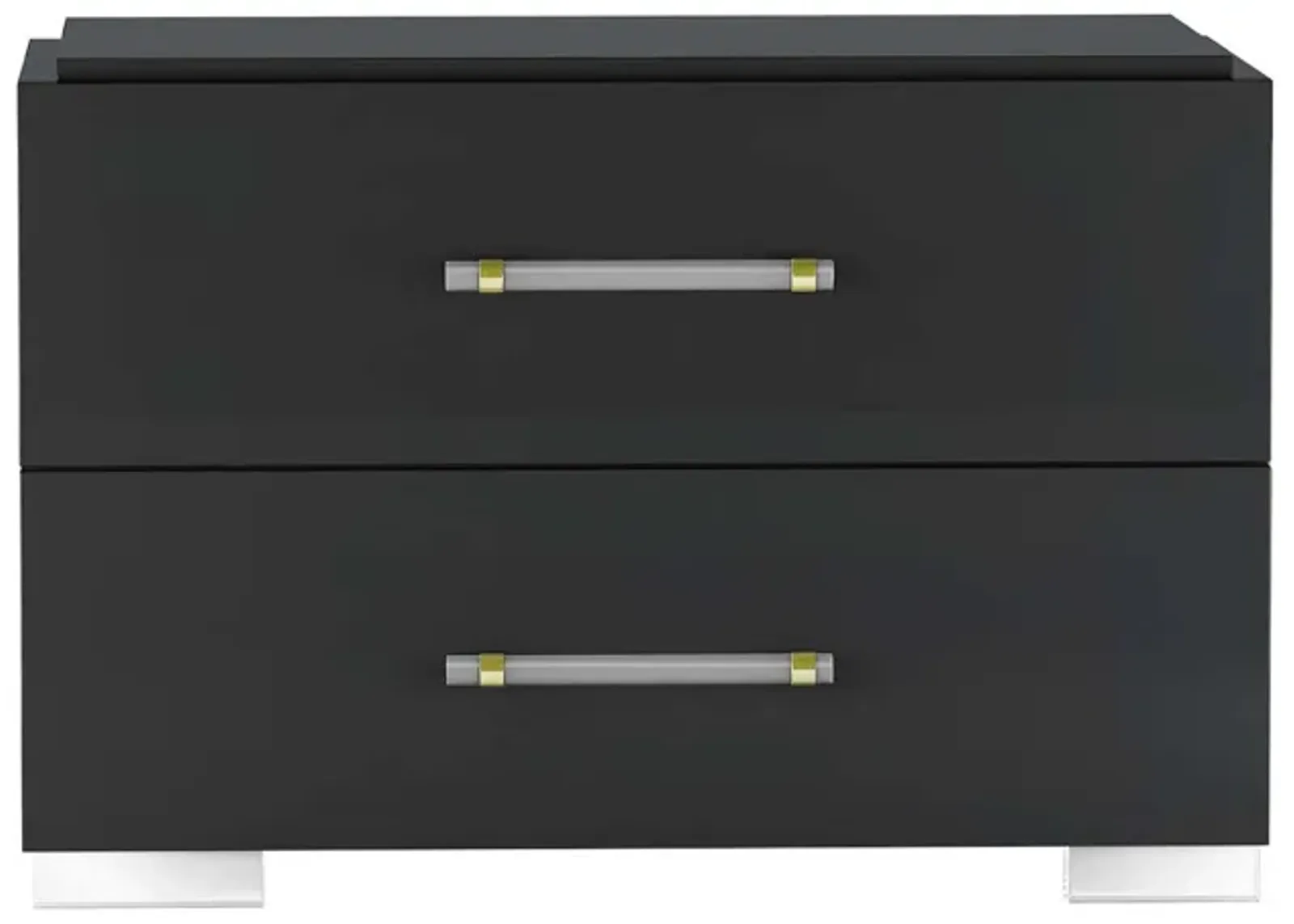 Florence 2-Drawer Nightstand in Gloss Black by Chintaly Imports