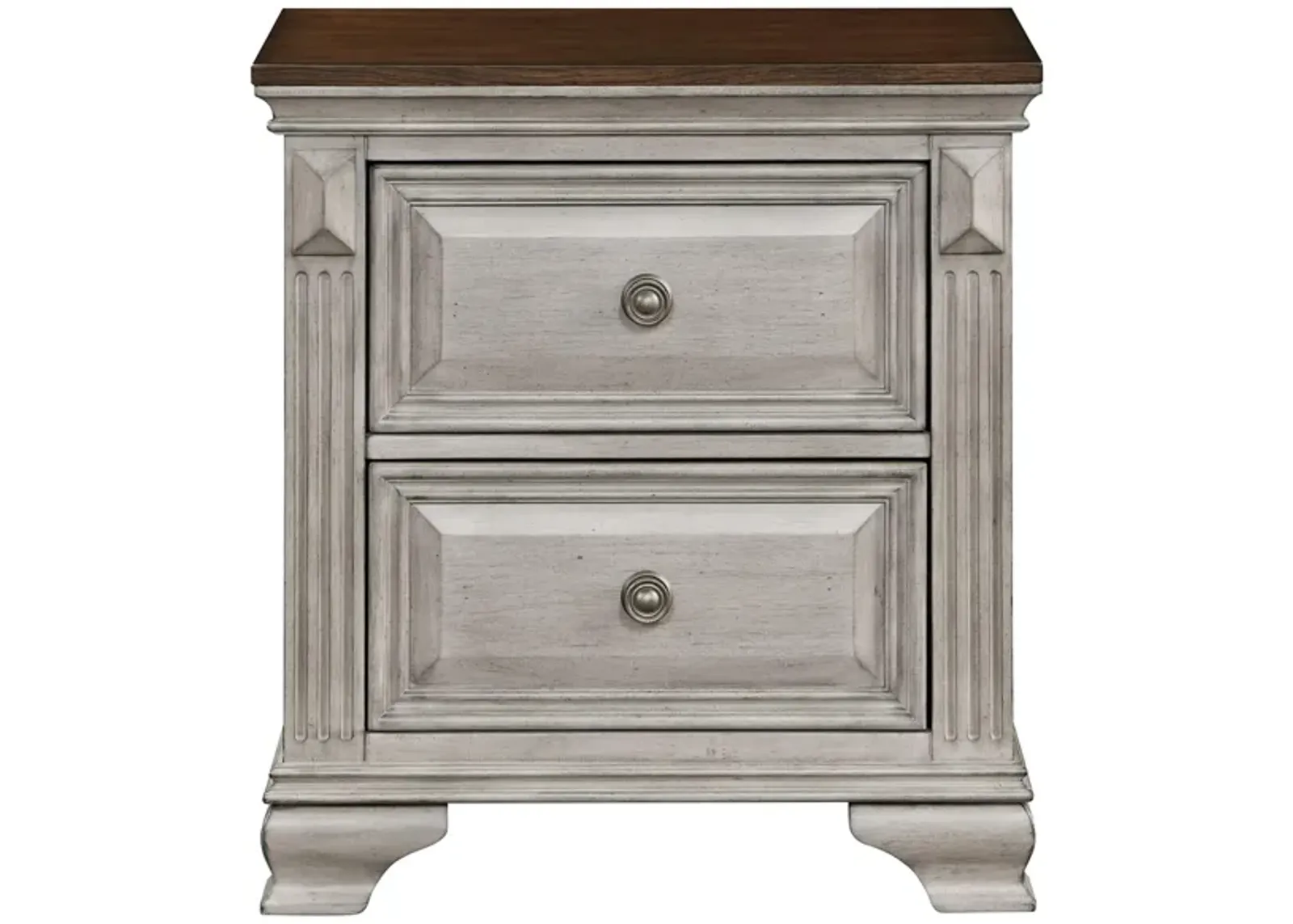 Aria Nightstand in 2-Tones Finish (Brown and Gray) by Homelegance