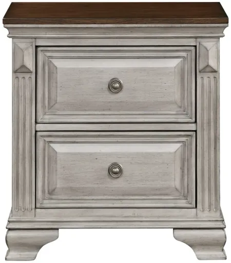 Aria Nightstand in 2-Tones Finish (Brown and Gray) by Homelegance