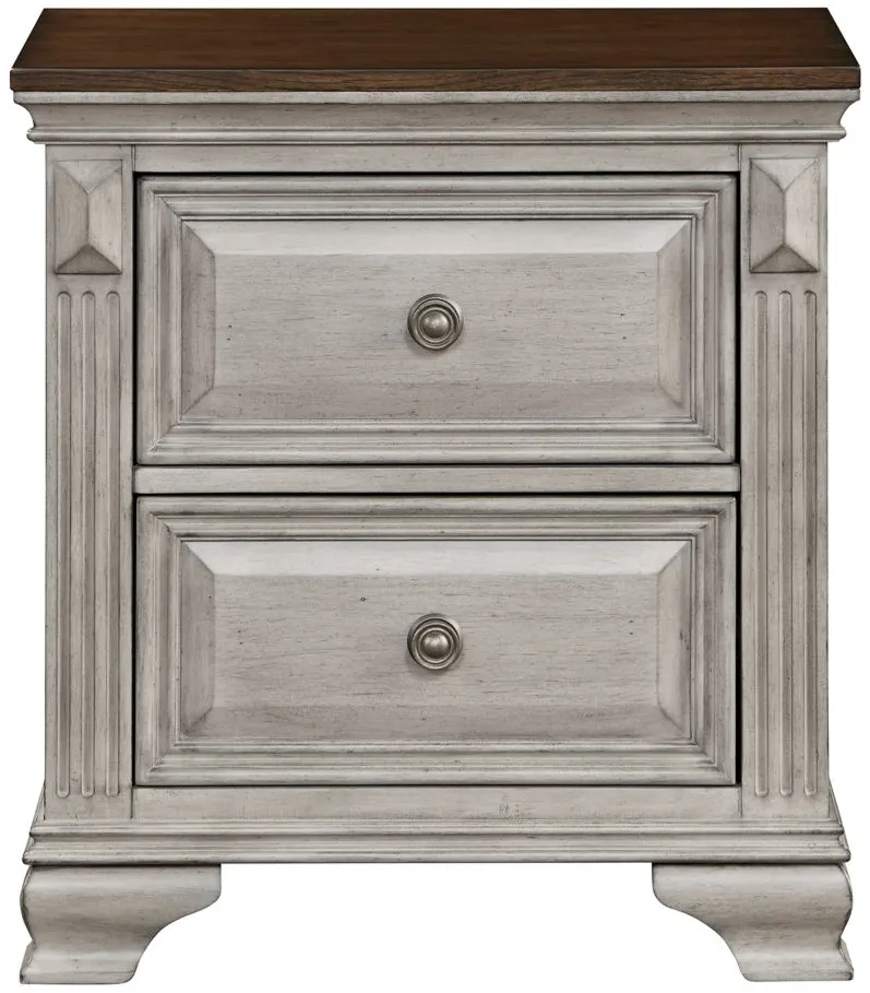 Aria Nightstand in 2-Tones Finish (Brown and Gray) by Homelegance