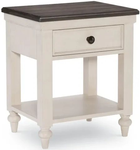 Brookhaven Youth Nightstand w/ USB Charging in Vintage Linen/Rustic Dark Elm by Legacy Classic Furniture