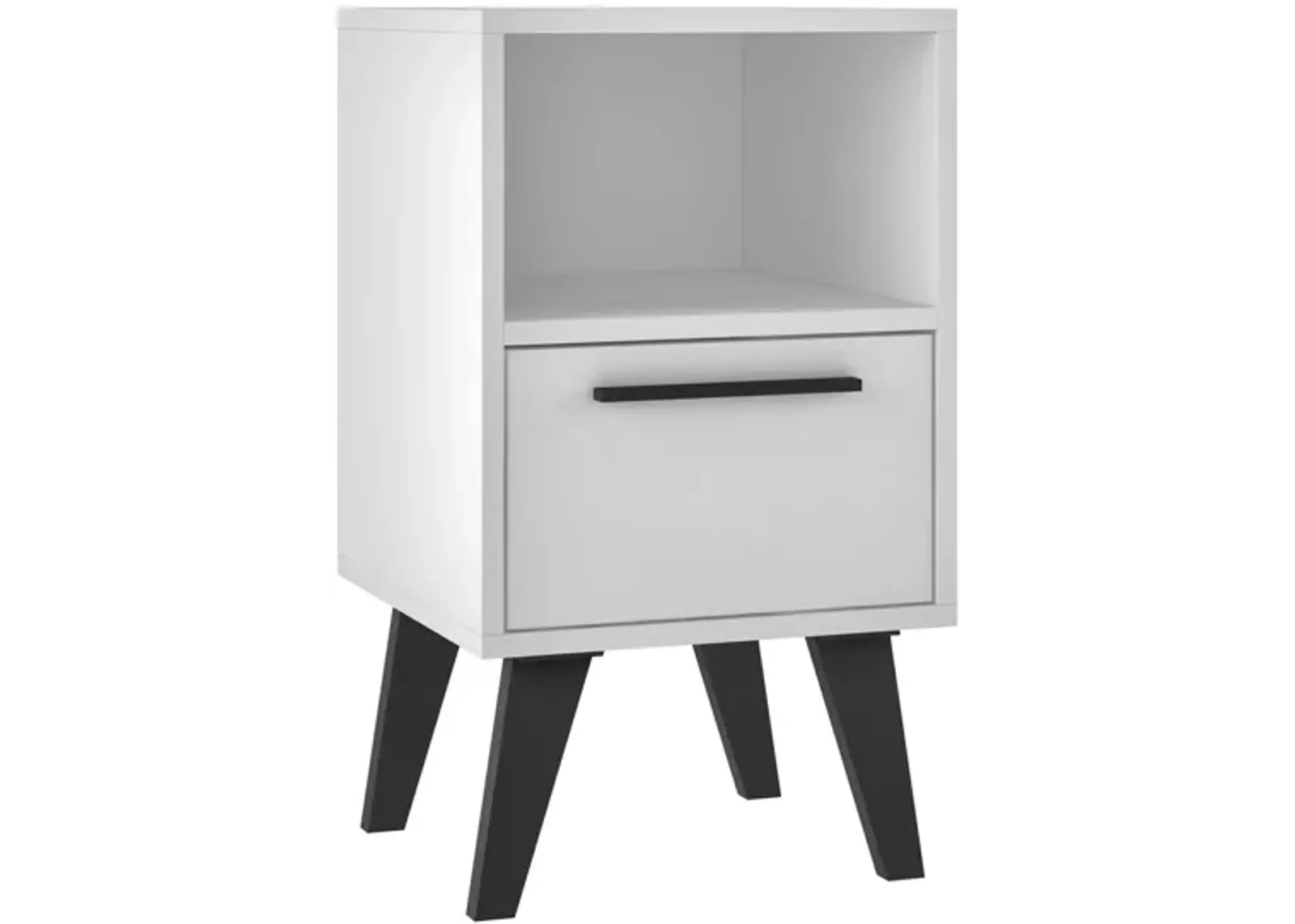 Amsterdam 1 Drawer Nightstand in White by Manhattan Comfort