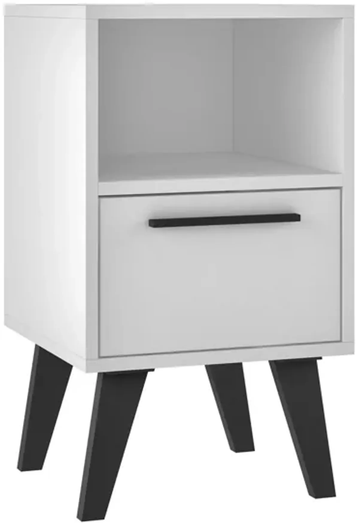 Amsterdam 1 Drawer Nightstand in White by Manhattan Comfort