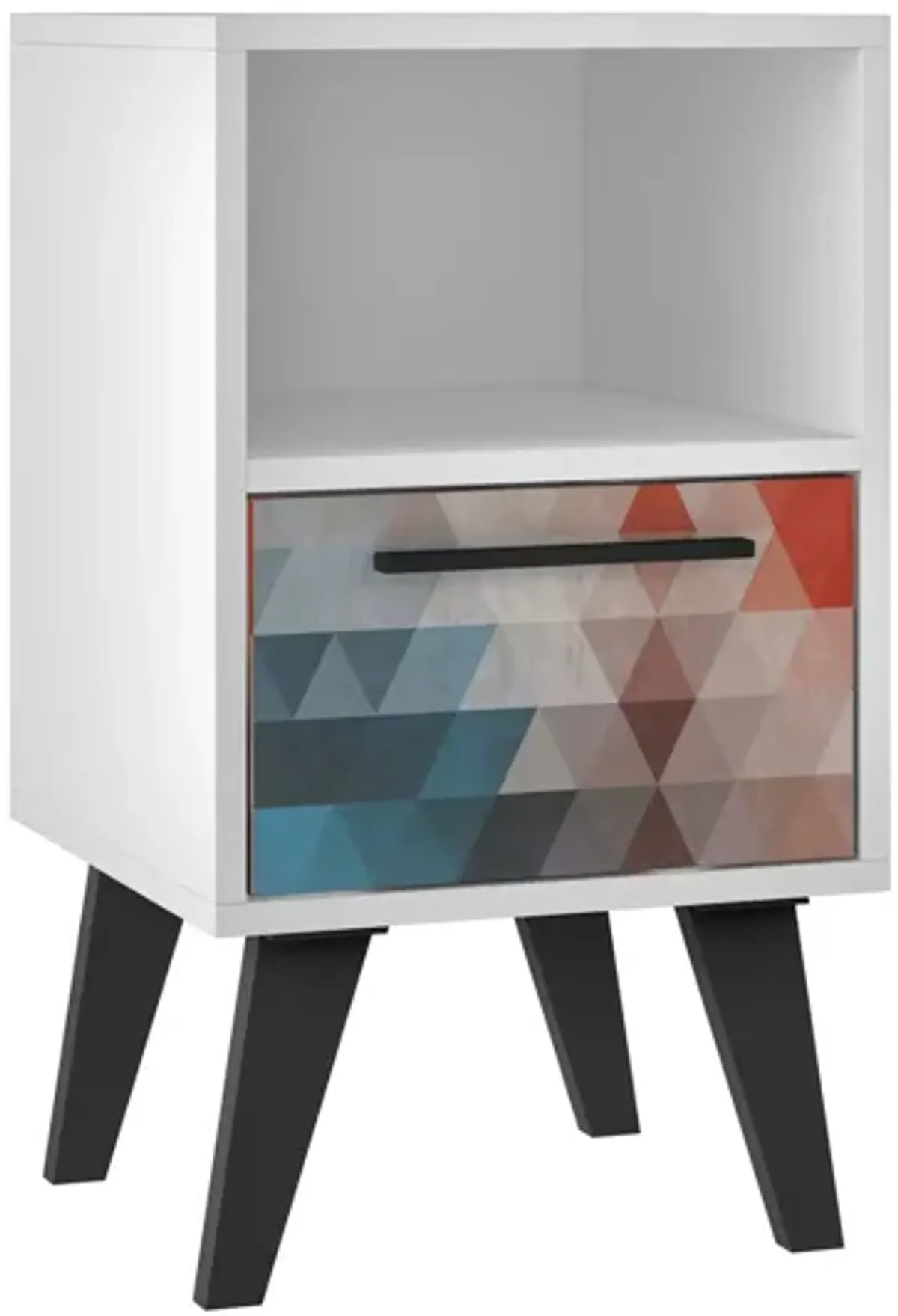 Amsterdam 1 Drawer Nightstand in Multi Color Red and Blue by Manhattan Comfort