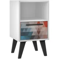 Amsterdam 1 Drawer Nightstand in Multi Color Red and Blue by Manhattan Comfort
