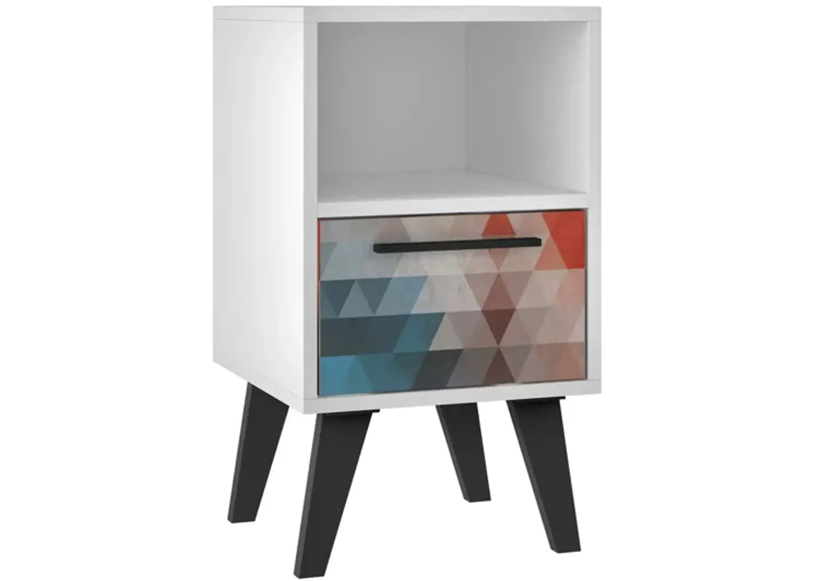 Amsterdam 1 Drawer Nightstand in Multi Color Red and Blue by Manhattan Comfort