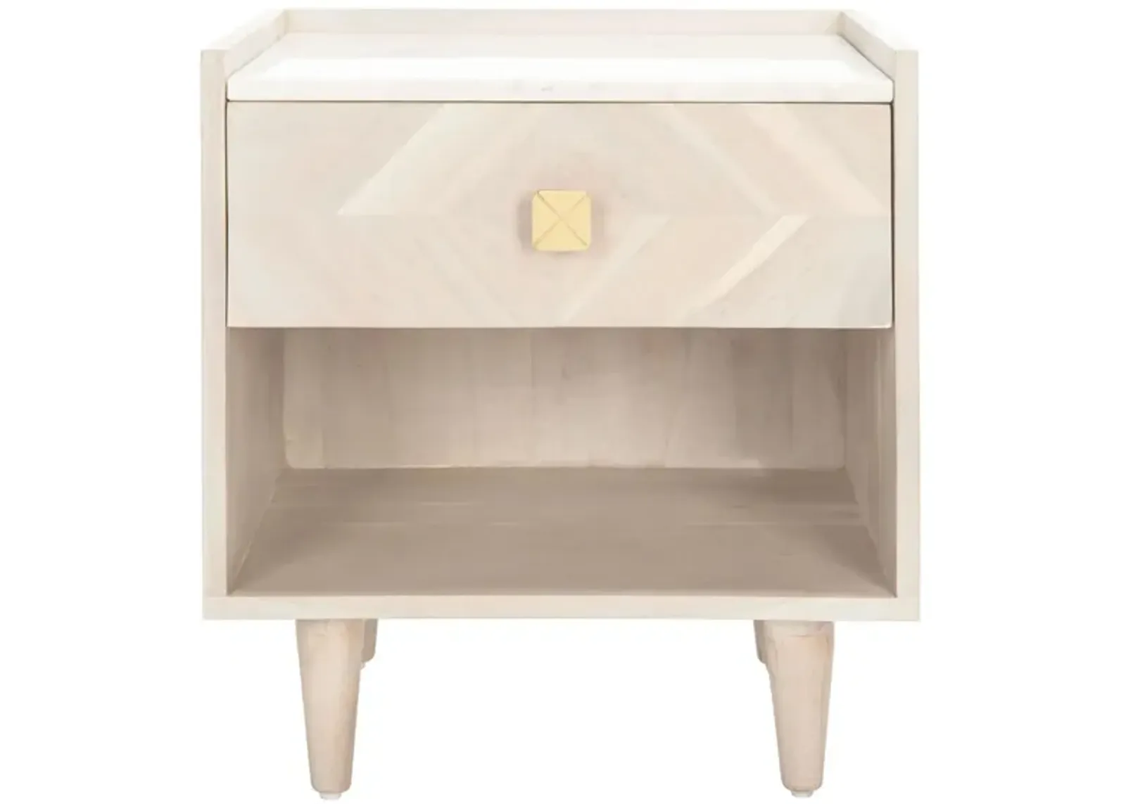 Bora Parquet Nightstand in White Wash by Safavieh