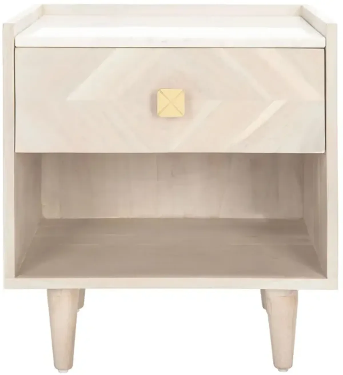 Bora Parquet Nightstand in White Wash by Safavieh