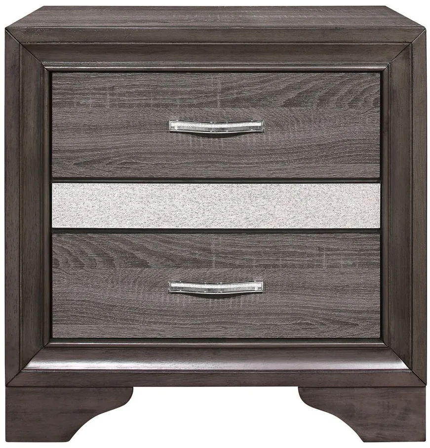 Griggs Nightstand in Two-Tone Finish (Gray and Silver Glitter) by Homelegance
