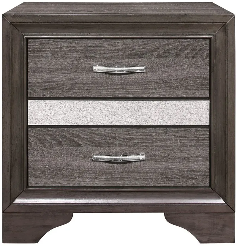 Griggs Nightstand in Two-Tone Finish (Gray and Silver Glitter) by Homelegance