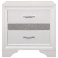 Griggs Nightstand in Two-Tone Finish: (White and Silver Glitter) by Homelegance