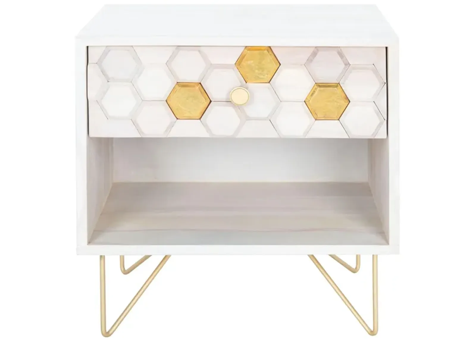 Leslie Nightstand in White Wash by Safavieh