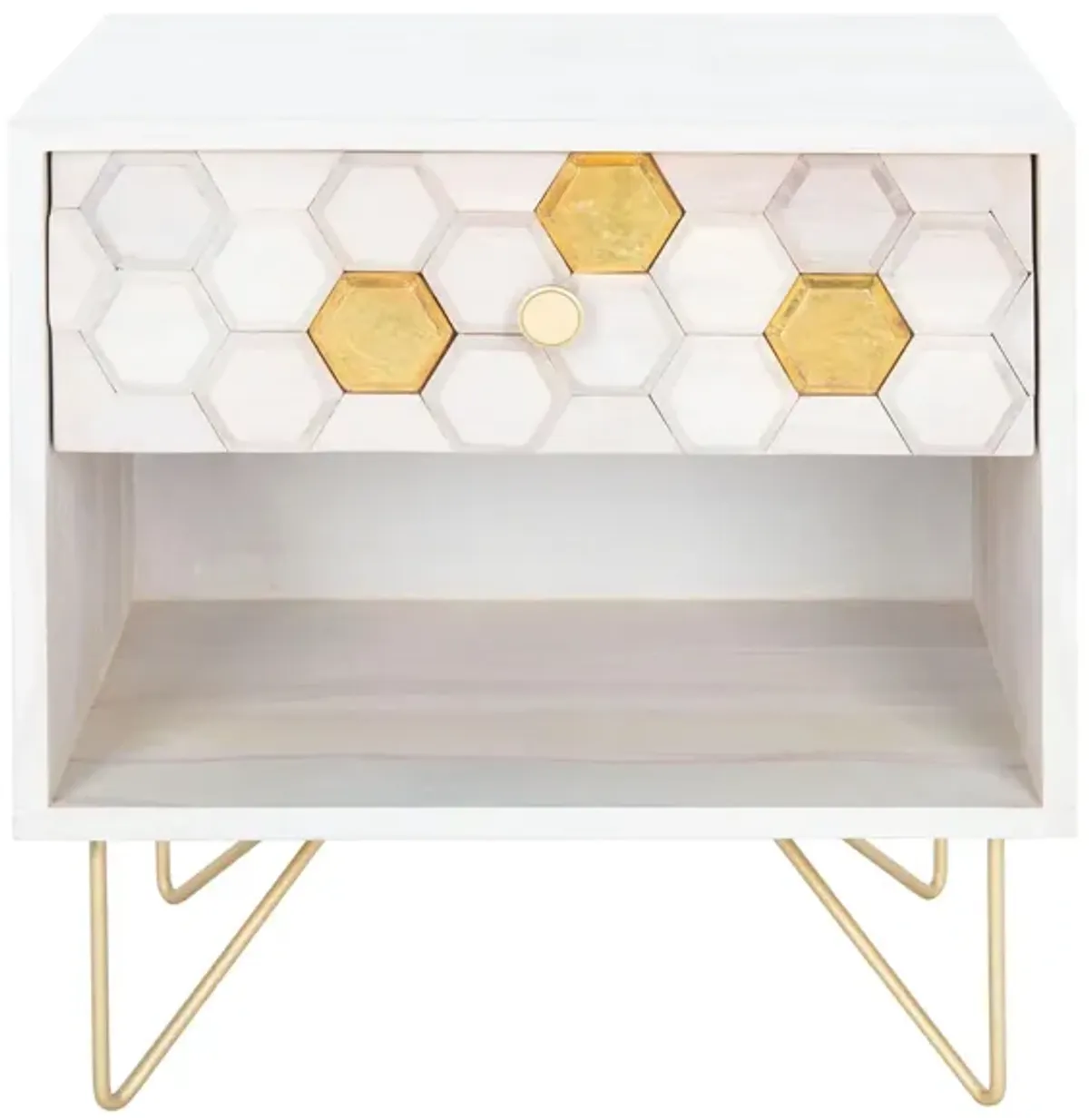 Leslie Nightstand in White Wash by Safavieh