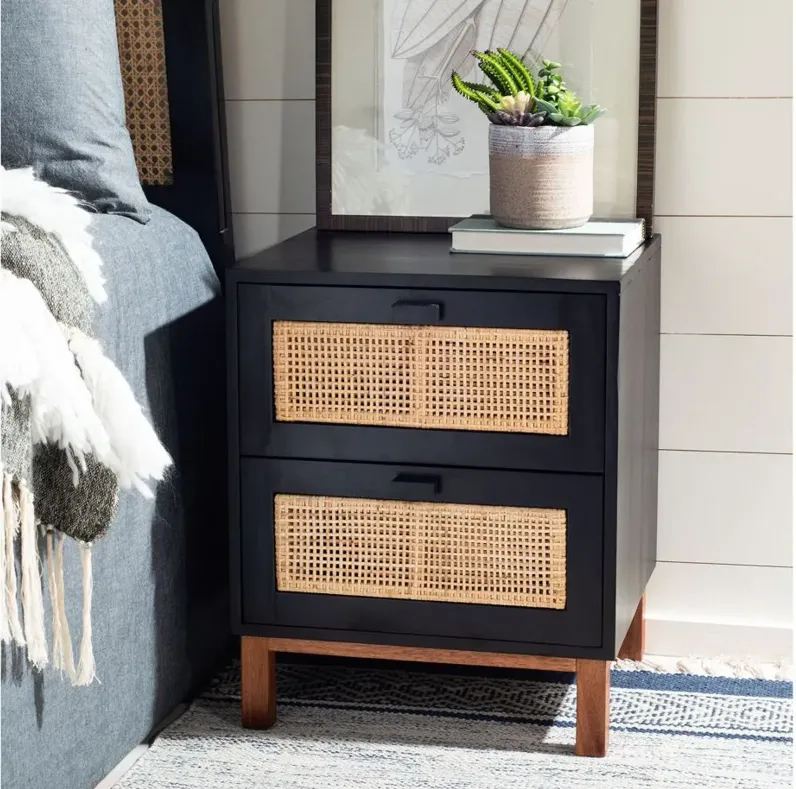 Tegan Nightstand in Black by Safavieh