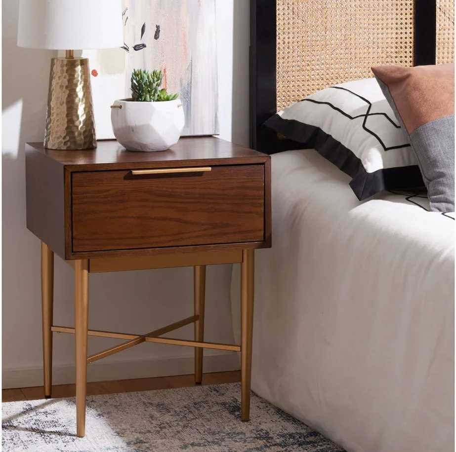 Toby One-Drawer Nightstand in Walnut by Safavieh