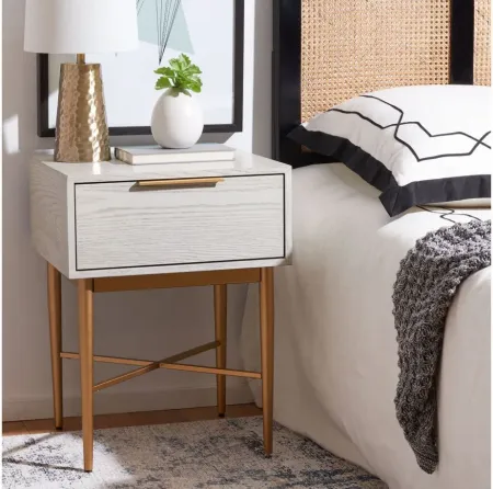 Toby One-Drawer Nightstand in White Washed by Safavieh