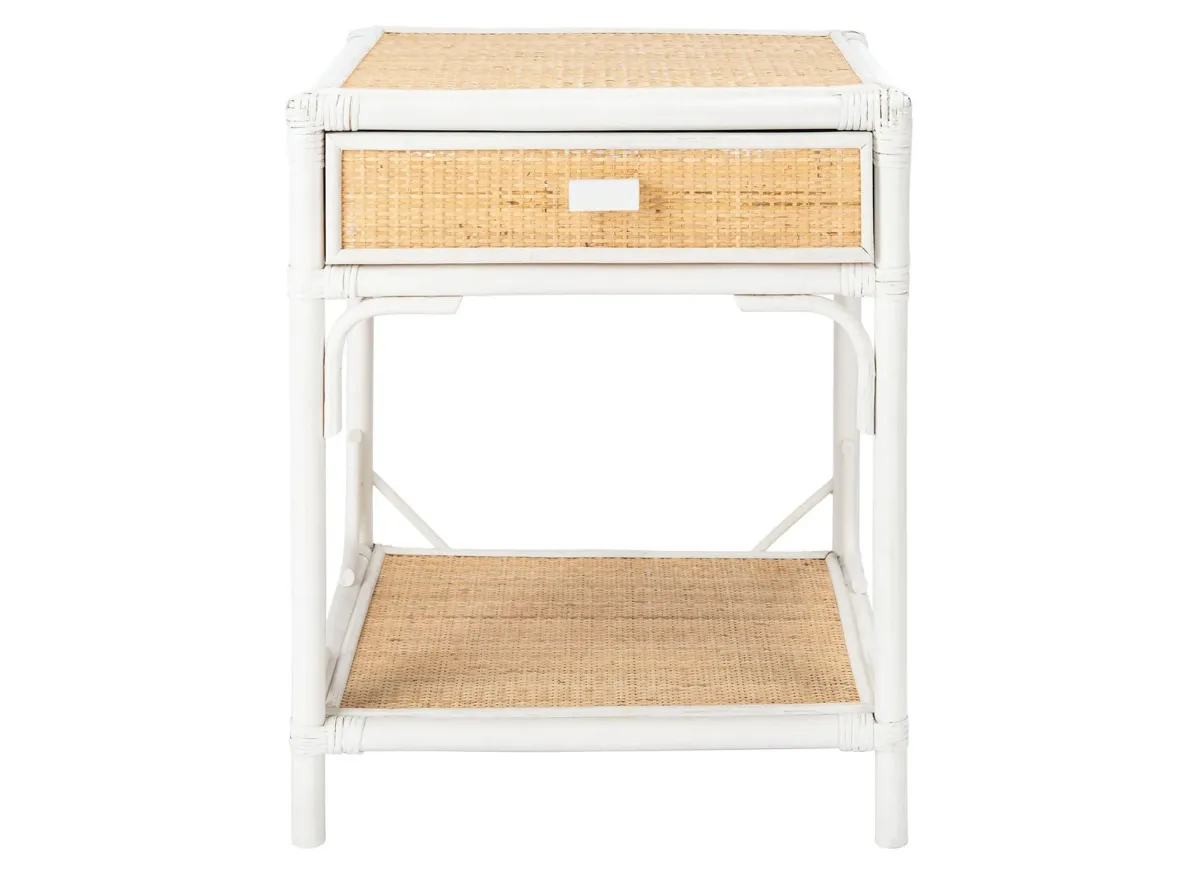 Zinnia One-Drawer Nightstand in White by Safavieh