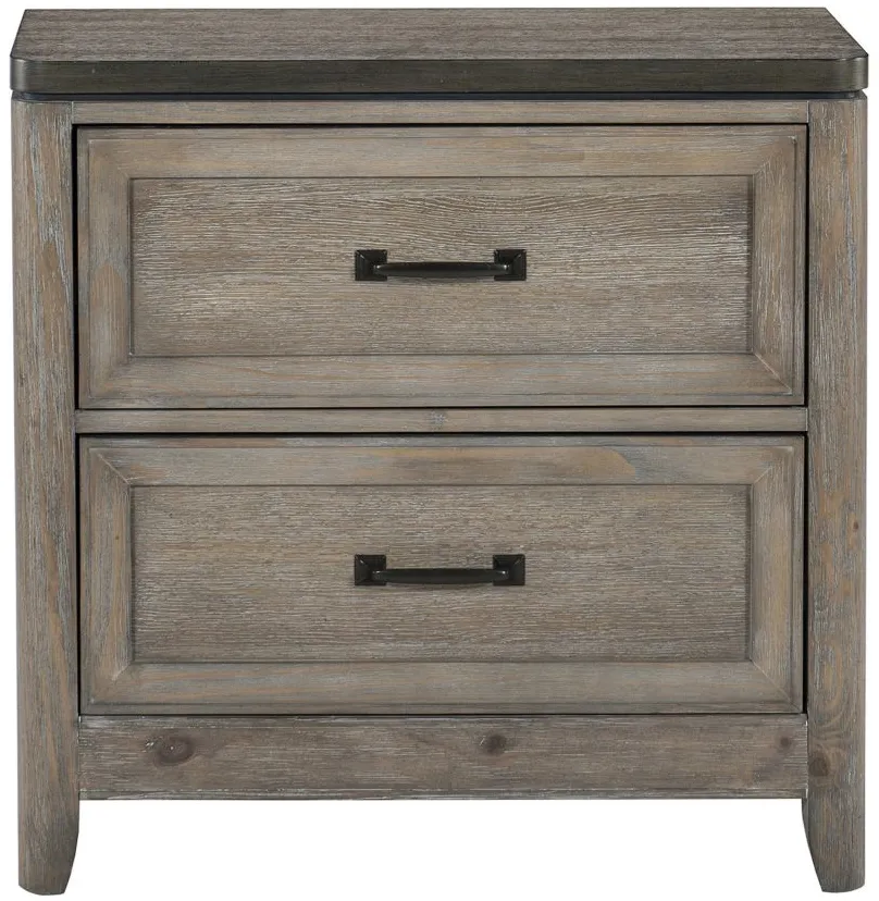 Beddington Nightstand with Power Outlets in 2-Tone Finish (Gray and Oak) by Homelegance