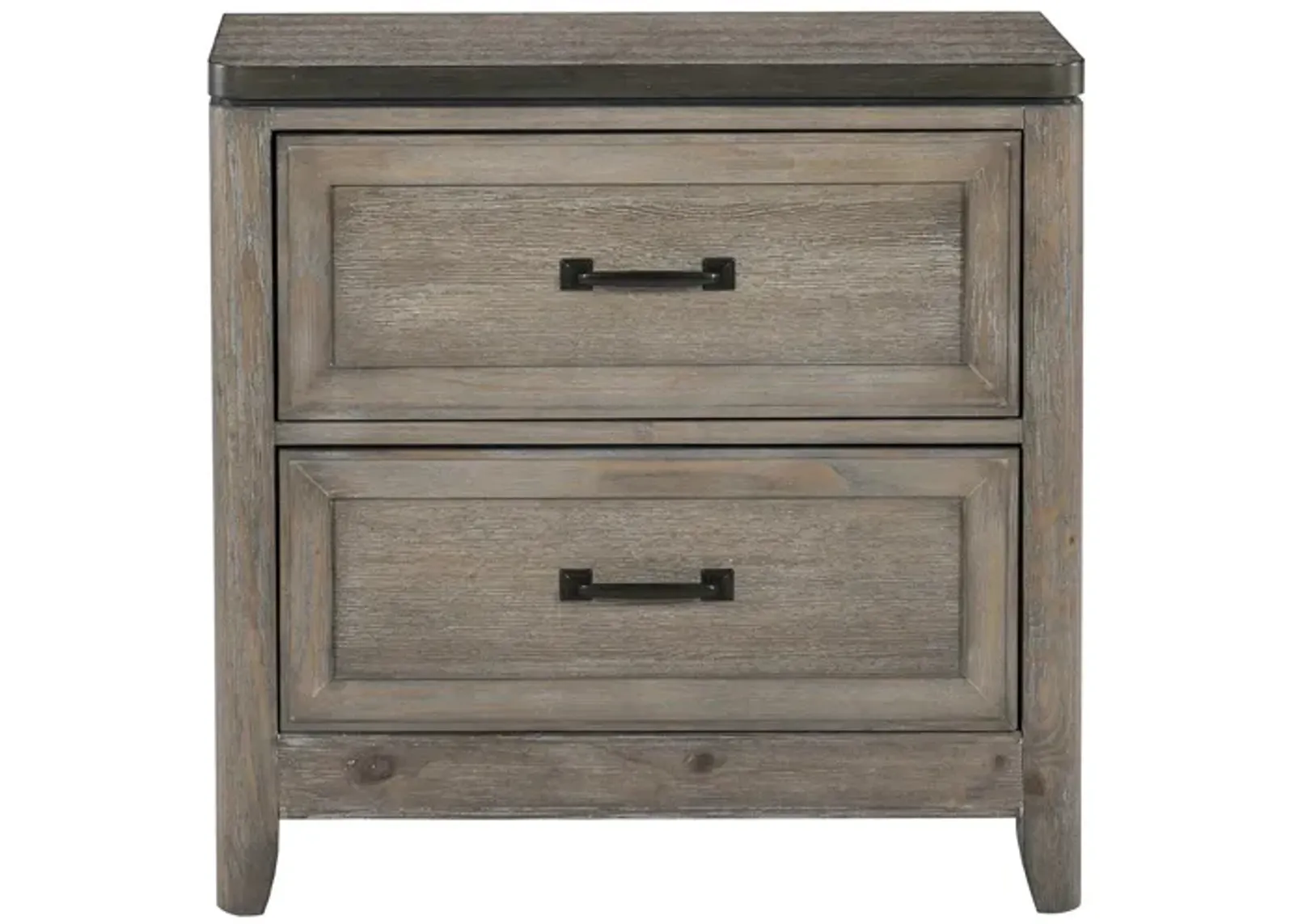 Beddington Nightstand With Power Outlets in 2-Tone Finish (Gray and Oak) by Homelegance