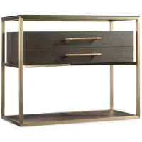 Curata One-Drawer Nightstand in The finish is a deep, brown called Midnight. Frame and hardware are brushed brass. by Hooker Furniture