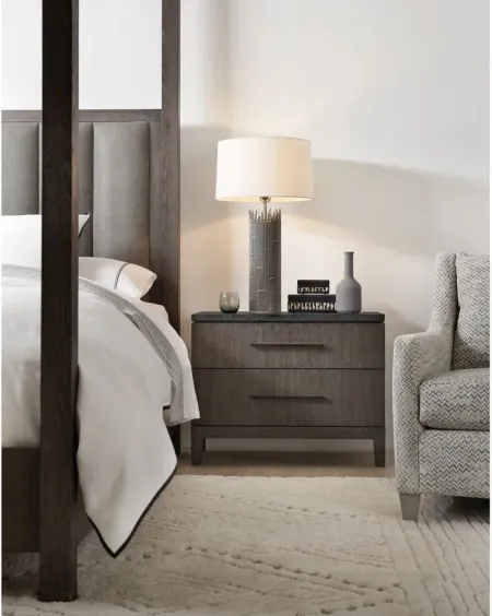 Miramar Stone Top Nightstand in 6202-DKW Rustic oak with a smoky Arabica finish and bluestone top by Hooker Furniture