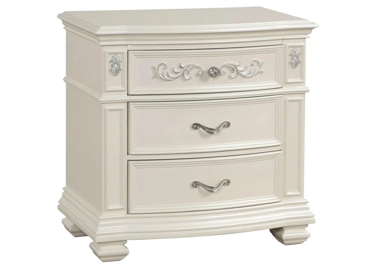 Valentina Nightstand in Pearl by Cosmos Furniture