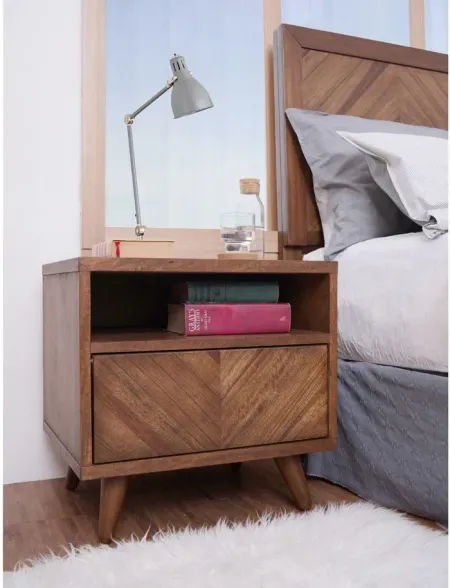 Piero Chevron Nightstand in Monterey Brown by New Pacific Direct