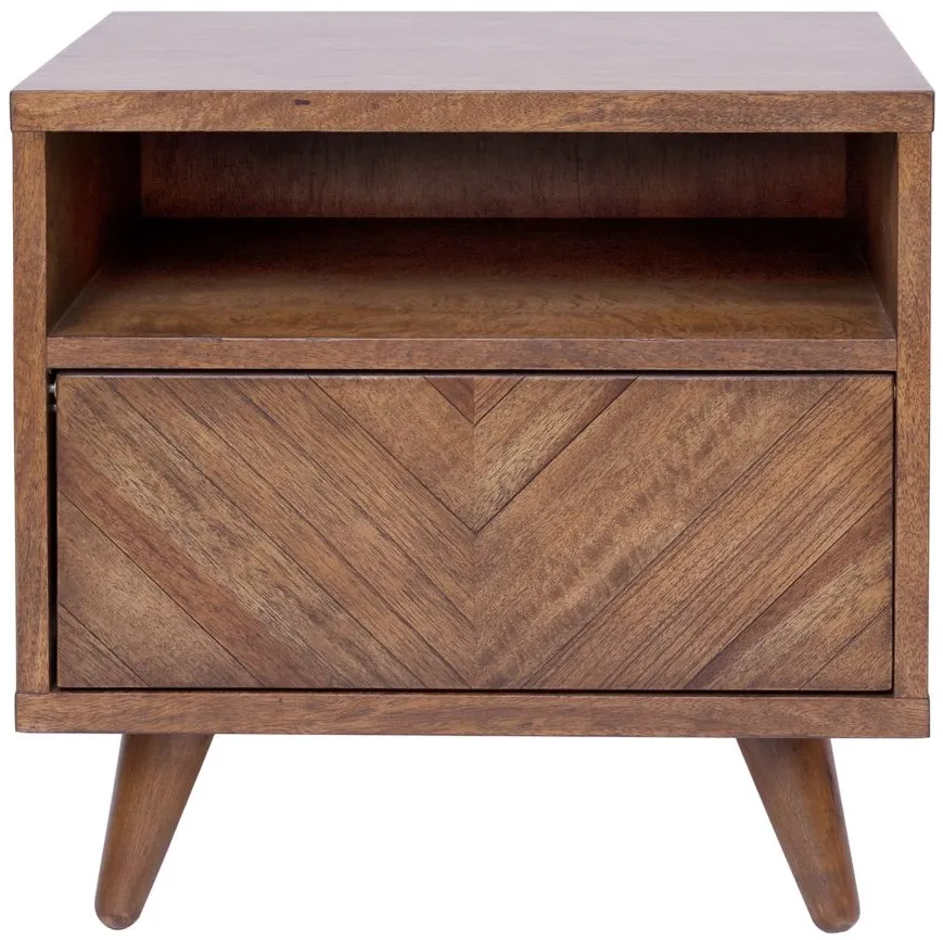 Piero Chevron Nightstand in Monterey Brown by New Pacific Direct