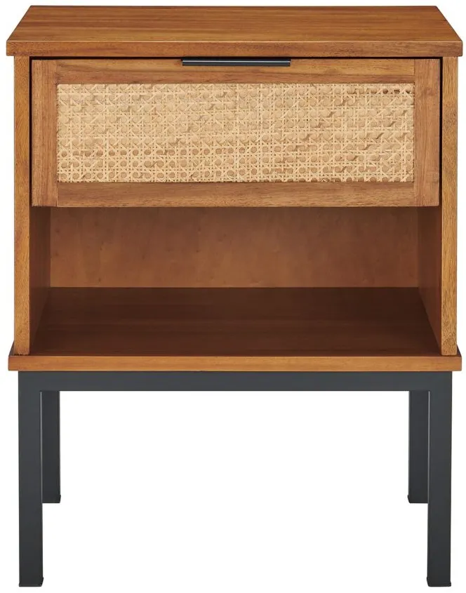 Caine Rattan Nightstand in Brown by New Pacific Direct
