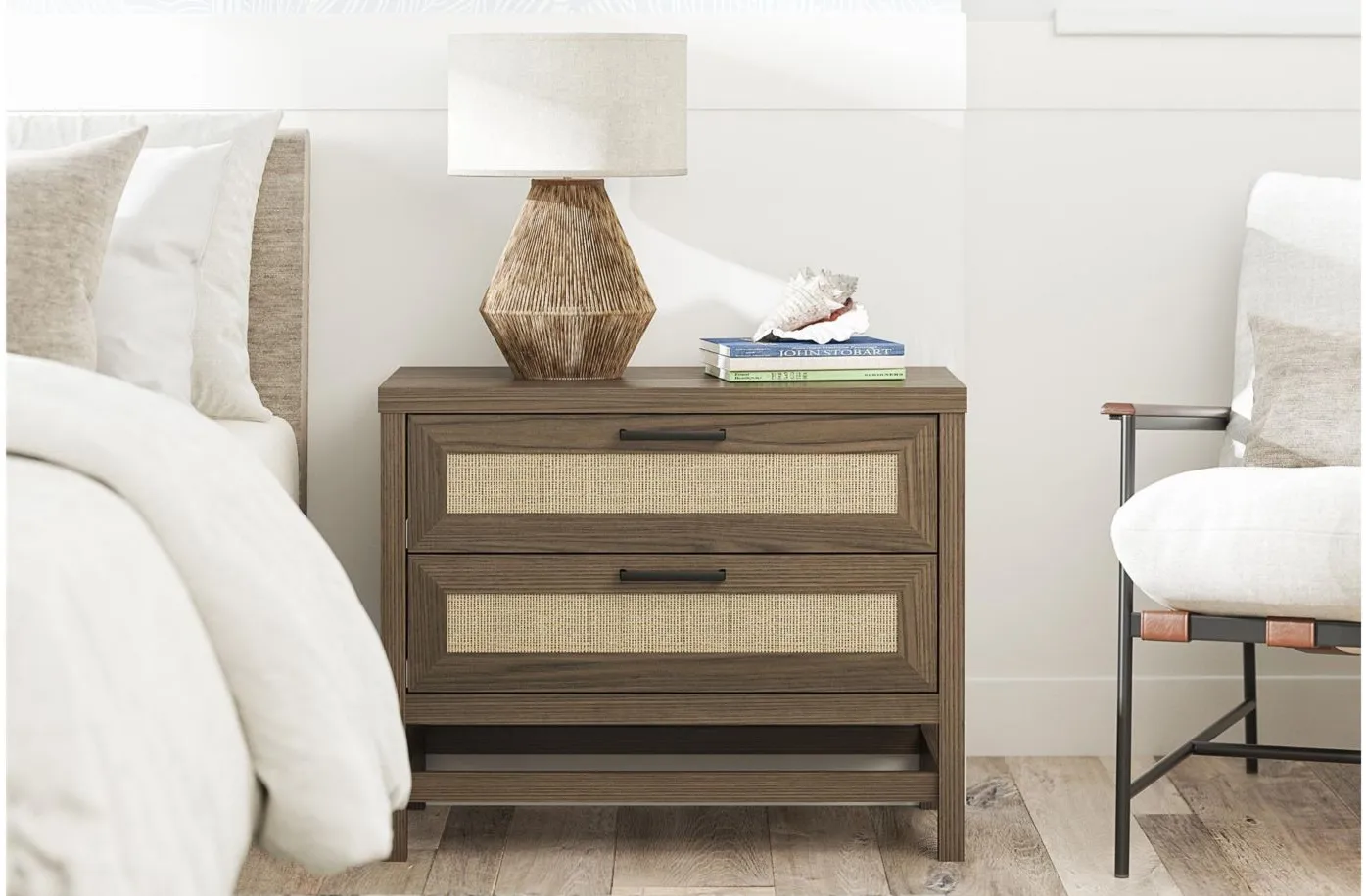 Lennon 2 Drawer Nightstand by Ameriwood Home in Medium Brown by DOREL HOME FURNISHINGS