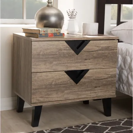 Swanson Wood 2-Drawer Nightstand in Light Brown by Wholesale Interiors
