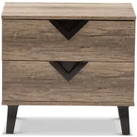 Swanson Wood 2-Drawer Nightstand in Light Brown by Wholesale Interiors