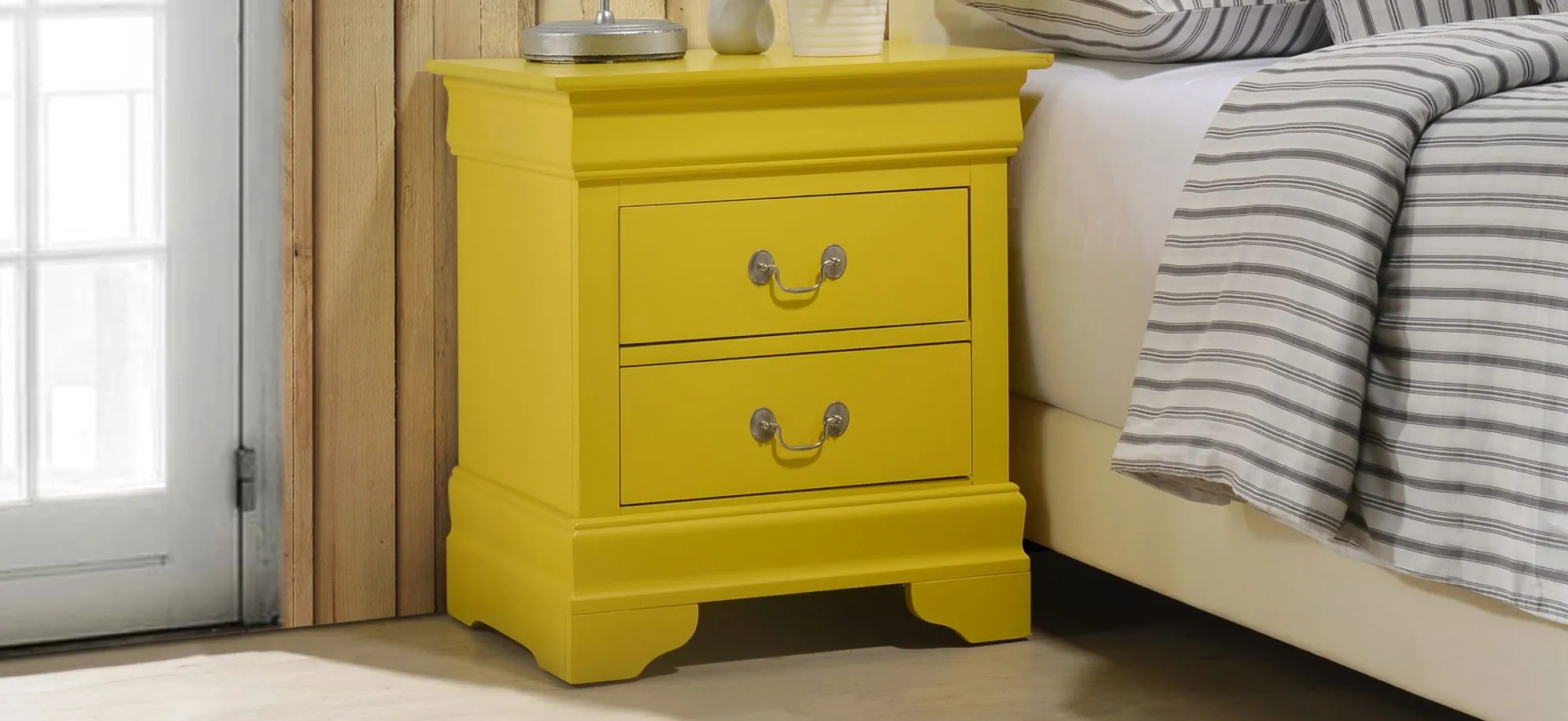 Rossie 2-Drawer Nightstand in Yellow by Glory Furniture