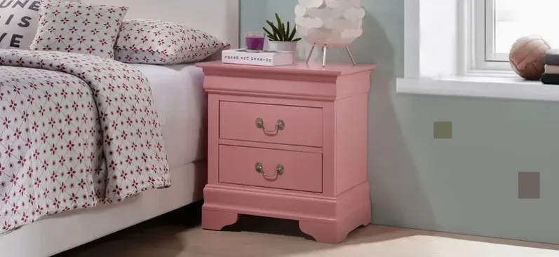 Rossie 2-Drawer Nightstand in Pink by Glory Furniture