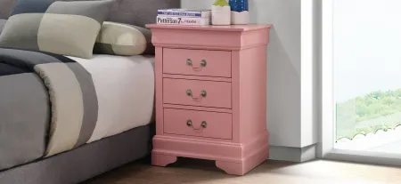 Rossie 3-Drawer Nightstand in Pink by Glory Furniture