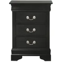 Rossie 3-Drawer Nightstand in Black by Glory Furniture