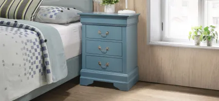 Rossie 3-Drawer Nightstand in Blue by Glory Furniture