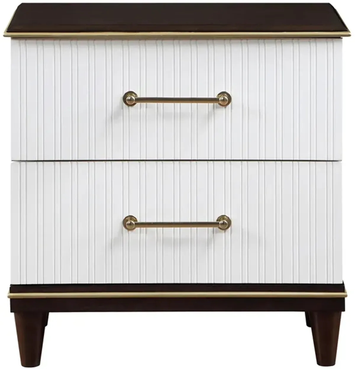 Bellamy Nightstand in 2-Tone Finish With Gold Trim (White and Cherry) by Homelegance