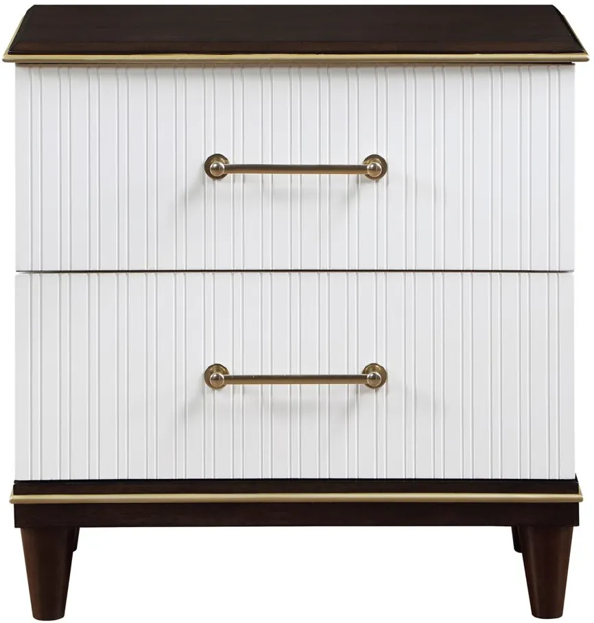 Bellamy Nightstand in 2-Tone Finish with Gold Trim (White and Cherry) by Homelegance