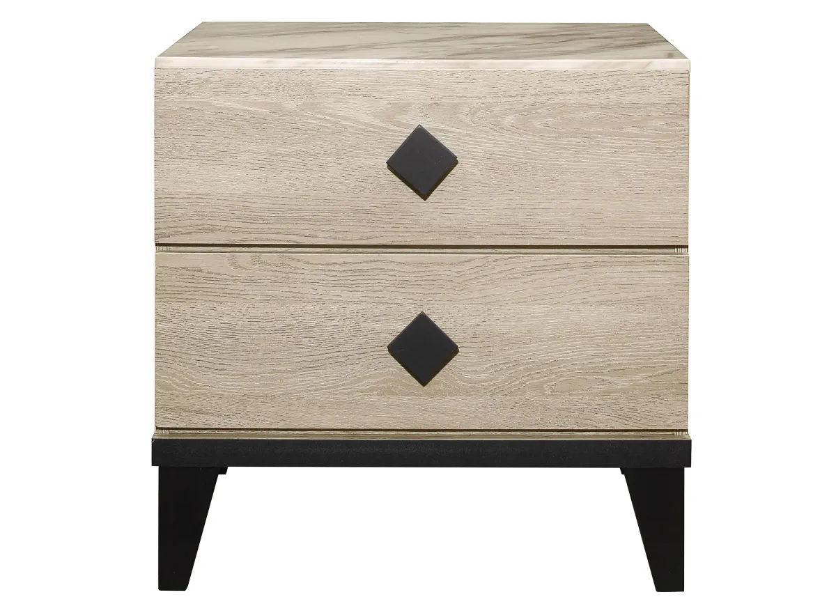 Karren 2-Drawer Nightstand in 2-Tone Finish (Cream and Black) by Homelegance